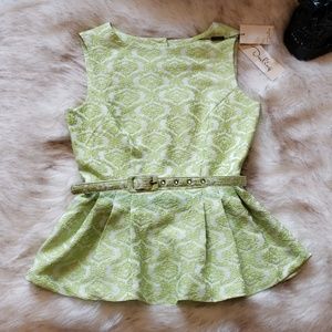 [Darling] peplum top lime retro green NWT
